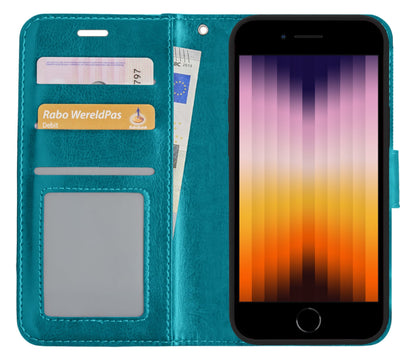 Forterra iPhone SE 2022 Hoesje Bookcase Cover met Kaarthouder - Turquoise