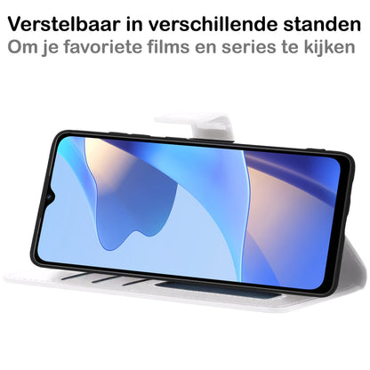 Forterra OPPO A16s Hoesje Bookcase Cover met Kaarthouder - Wit
