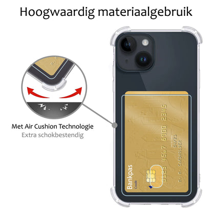 Forterra iPhone 15 Hoesje Kaarthouder Backcover Shockproof - Transparant