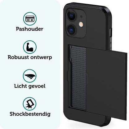 Forterra iPhone 11 Hoesje Kaarthouder Hard Case Shockproof - Zwart
