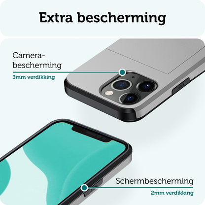 Forterra iPhone 11 Pro Hoesje Kaarthouder Hard Case Shockproof - Grijs