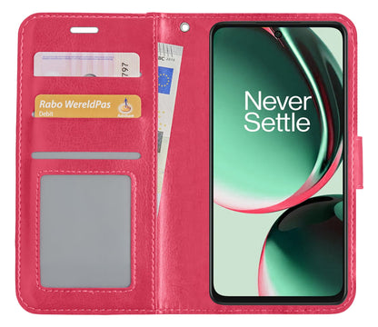 Forterra OnePlus Nord CE 3 Lite Hoesje Bookcase Cover met Kaarthouder - Donkerroze