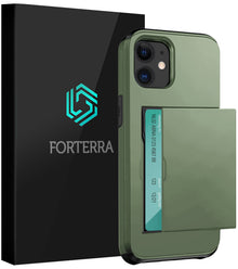 Forterra iPhone 11 Hoesje Kaarthouder Hard Case Shockproof - Donkergroen