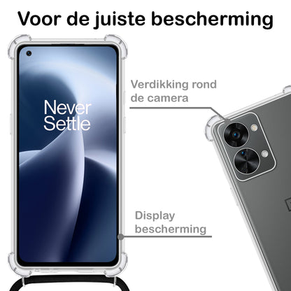 Forterra OnePlus Nord 2T Hoesje met Koord Backcover Shockproof - Transparant