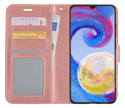 Forterra Samsung A04s Hoesje Bookcase Cover met Kaarthouder - Rosé goud
