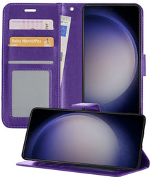 Forterra Samsung S23 Plus Hoesje Bookcase Cover met Kaarthouder - Paars
