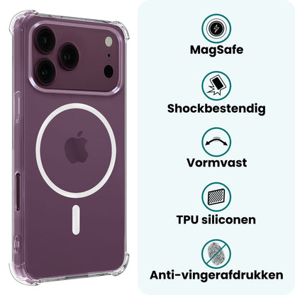 Forterra iPhone 18 Pro Hoesje Geschikt voor Magsafe Backcover Shockproof - Transparant