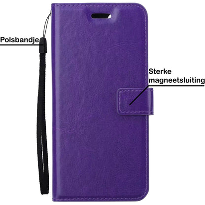 Forterra iPhone 13 Pro Hoesje Bookcase Cover met Kaarthouder - Paars