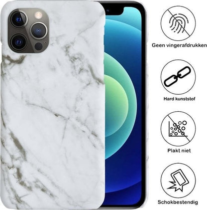Forterra iPhone 12 Pro Max Hoesje Marmer Hard Case Cover - Wit
