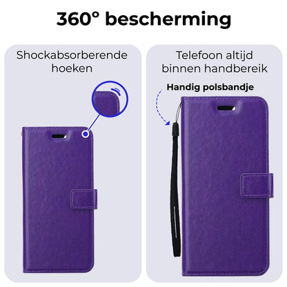 Forterra Samsung A15 Hoesje Bookcase Cover met Kaarthouder - Paars