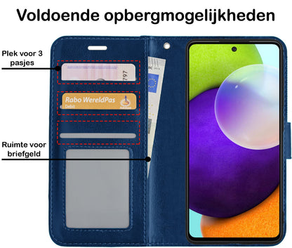 Forterra Samsung A52/A52s 5G Hoesje Bookcase Cover met Kaarthouder - Donkerblauw