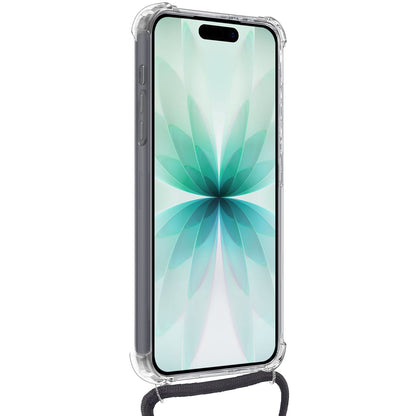 Forterra iPhone 17 Hoesje Kaarthouder met Koord Backcover Shockproof - Transparant