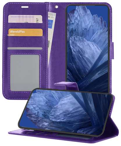 Forterra Google Pixel 8a Hoesje Bookcase Cover met Kaarthouder - Paars