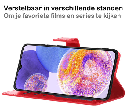 Forterra Samsung A23 Hoesje Bookcase Cover met Kaarthouder - Rood