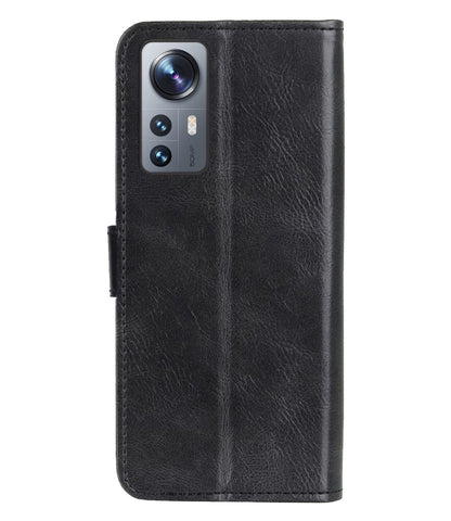 Forterra Xiaomi 12 Hoesje Bookcase Cover met Kaarthouder - Zwart