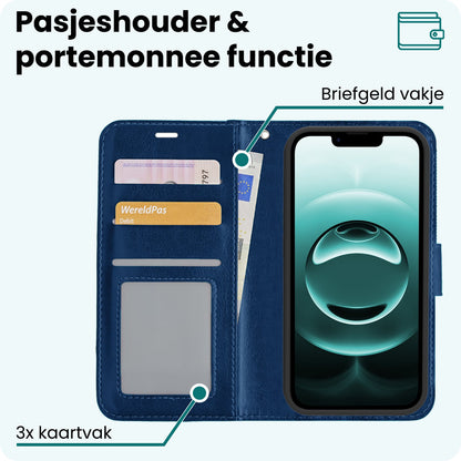 Forterra iPhone 16e Hoesje Bookcase Cover met Kaarthouder - Donkerblauw