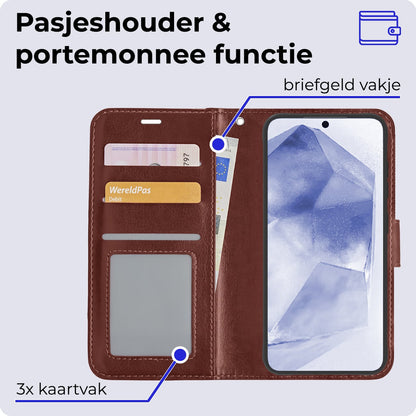 Forterra Samsung A55 Hoesje Bookcase Cover met Kaarthouder - Bruin