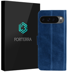Forterra Google Pixel 9 Pro Hoesje Bookcase Cover met Kaarthouder - Donkerblauw