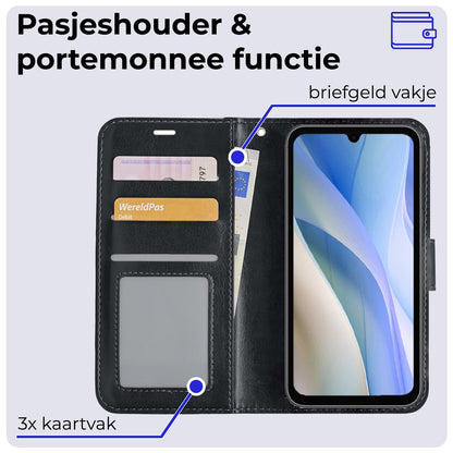 Forterra Samsung A15 Hoesje Bookcase Cover met Kaarthouder - Zwart