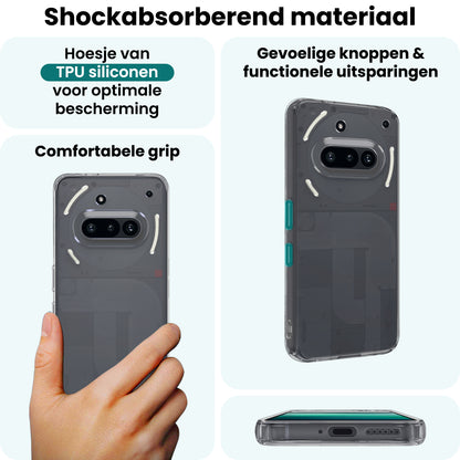 Forterra Nothing Phone 3a Hoesje Siliconen Backcover Lichtgewicht - Transparant