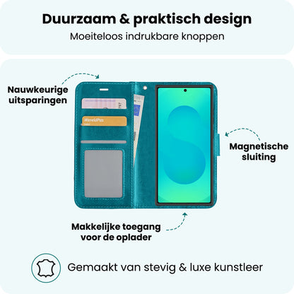 Forterra Samsung S25 Ultra Hoesje Bookcase Cover met Kaarthouder - Turquoise