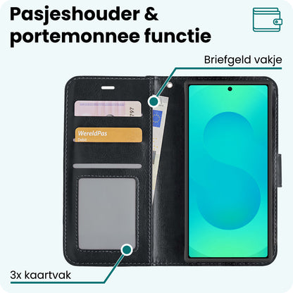 Forterra Samsung S25 Ultra Hoesje Bookcase Cover met Kaarthouder - Zwart