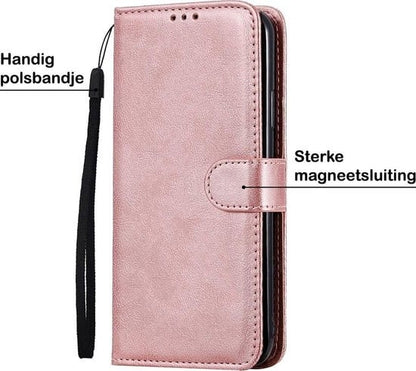 Forterra Samsung A51 Hoesje Bookcase Cover met Kaarthouder - Rosé goud