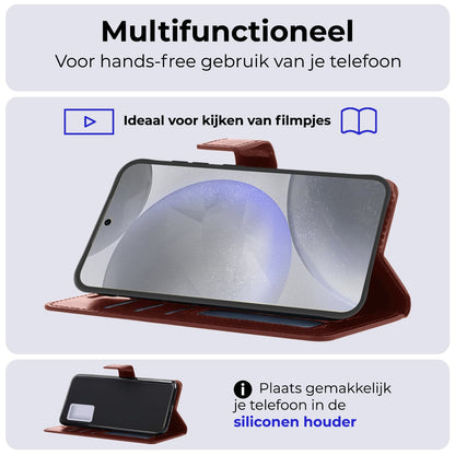 Forterra Samsung S24 Plus Hoesje Bookcase Cover met Kaarthouder - Bruin