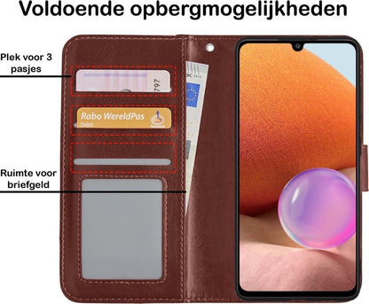Forterra Samsung A32 5G Hoesje Bookcase Cover met Kaarthouder - Bruin