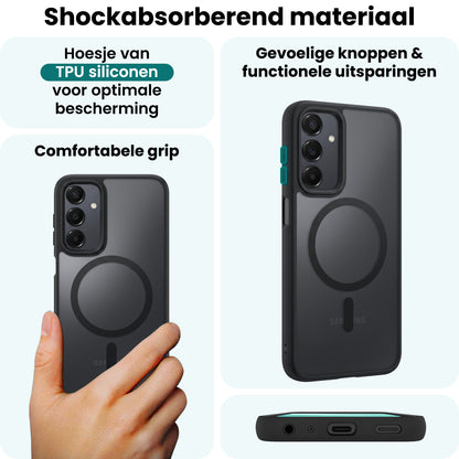 Forterra Samsung A25 Hoesje Geschikt voor Magsafe Backcover Shockproof - Zwart