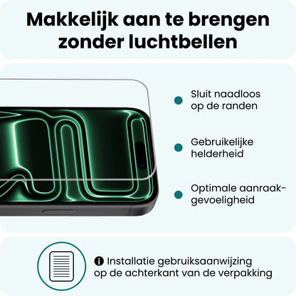 Forterra iPhone 17 Pro Max Screenprotector Gehard Glas - Volledige dekking
