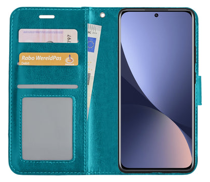 Forterra Xiaomi 12X Hoesje Bookcase Cover met Kaarthouder - Turquoise
