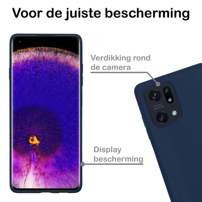 Forterra OPPO Find X5 Pro Hoesje Siliconen Backcover Lichtgewicht - Donkerblauw