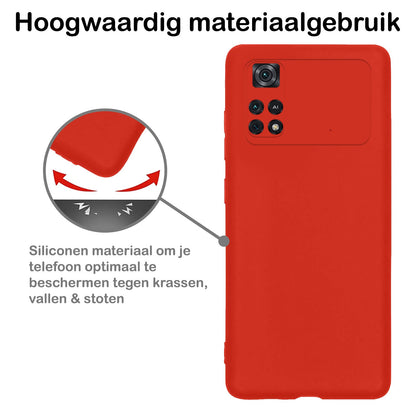 Forterra Poco M4 Pro 4G Hoesje Siliconen Backcover Lichtgewicht - Rood
