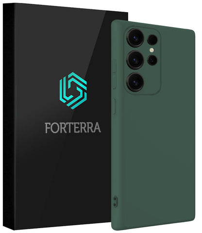 Forterra Samsung S25 Ultra Hoesje Siliconen Backcover Lichtgewicht - Donkergroen
