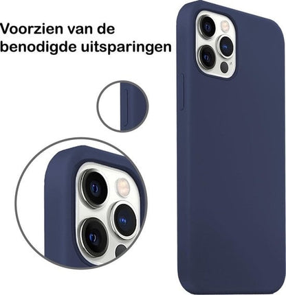 Forterra iPhone 12 Pro Hoesje Siliconen Backcover Lichtgewicht - Donkerblauw