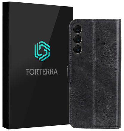 Forterra Samsung S24 FE Hoesje Bookcase Cover met Kaarthouder - Zwart