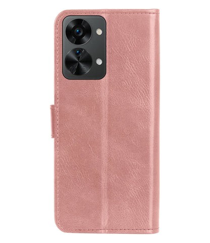 Forterra OnePlus Nord 2T Hoesje Bookcase Cover met Kaarthouder - Rosé goud