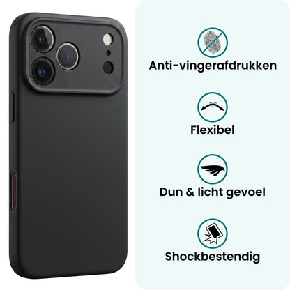 Forterra iPhone 18 Pro Hoesje Siliconen Backcover Lichtgewicht - Zwart