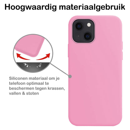 Forterra iPhone 14 Plus Hoesje Siliconen Backcover Lichtgewicht - Lichtroze