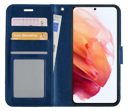 Forterra Samsung S21 Hoesje Bookcase Cover met Kaarthouder - Donkerblauw
