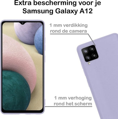 Forterra Samsung A12 Hoesje Siliconen Backcover Lichtgewicht - Lila