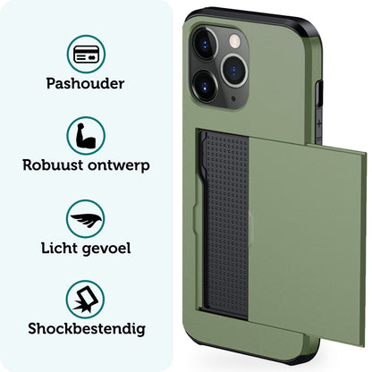Forterra iPhone 11 Pro Max Hoesje Kaarthouder Hard Case Shockproof - Donkergroen