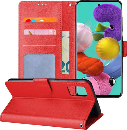Forterra Samsung A51 Hoesje Bookcase Cover met Kaarthouder - Rood