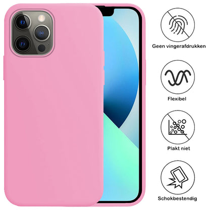 Forterra iPhone 13 Pro Hoesje Siliconen Backcover Lichtgewicht - Lichtroze