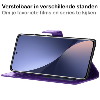 Forterra Xiaomi 12 Hoesje Bookcase Cover met Kaarthouder - Paars