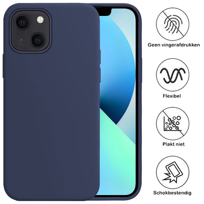 Forterra iPhone 14 Plus Hoesje Siliconen Backcover Lichtgewicht - Donkerblauw