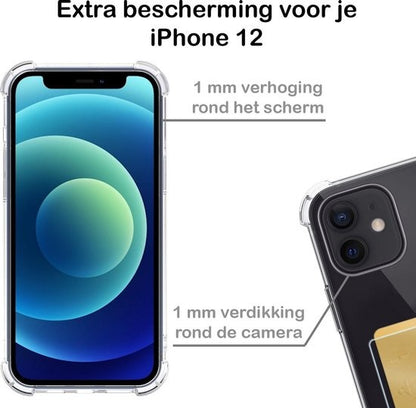 Forterra iPhone 12 Hoesje Kaarthouder Backcover Shockproof - Transparant