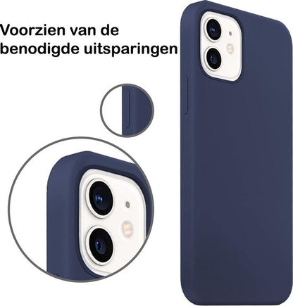 Forterra iPhone 12 Hoesje Siliconen Backcover Lichtgewicht - Donkerblauw