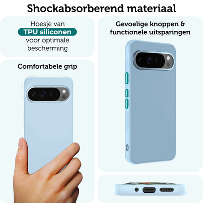 Forterra Google Pixel 10 Pro XL Hoesje Siliconen Backcover Lichtgewicht - Lichtblauw